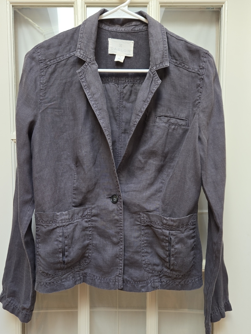Caslon Womens Gray Washed Linen Blazer